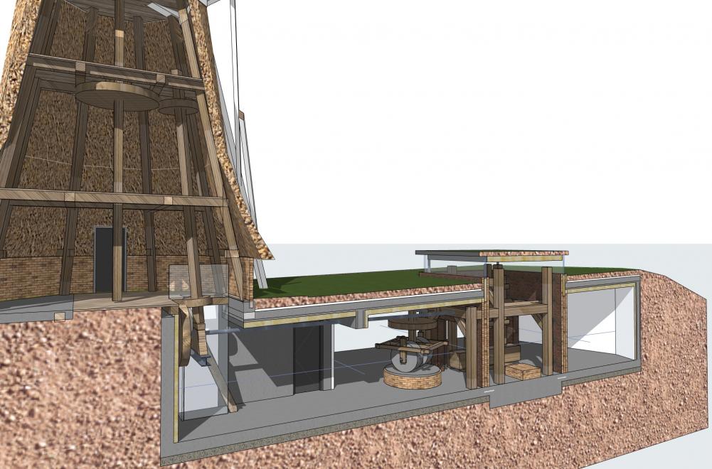 nieuwe verbinding naar de molen t.b.v. aandrijving, molenaars en publiek